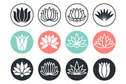 Lotus flowers icon. Stylized