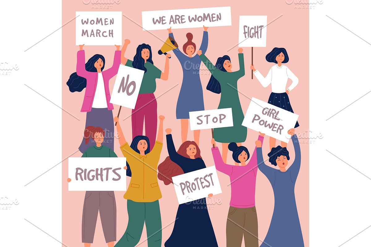 Feministic meeting. Woman protest in Graphics - product preview 8
