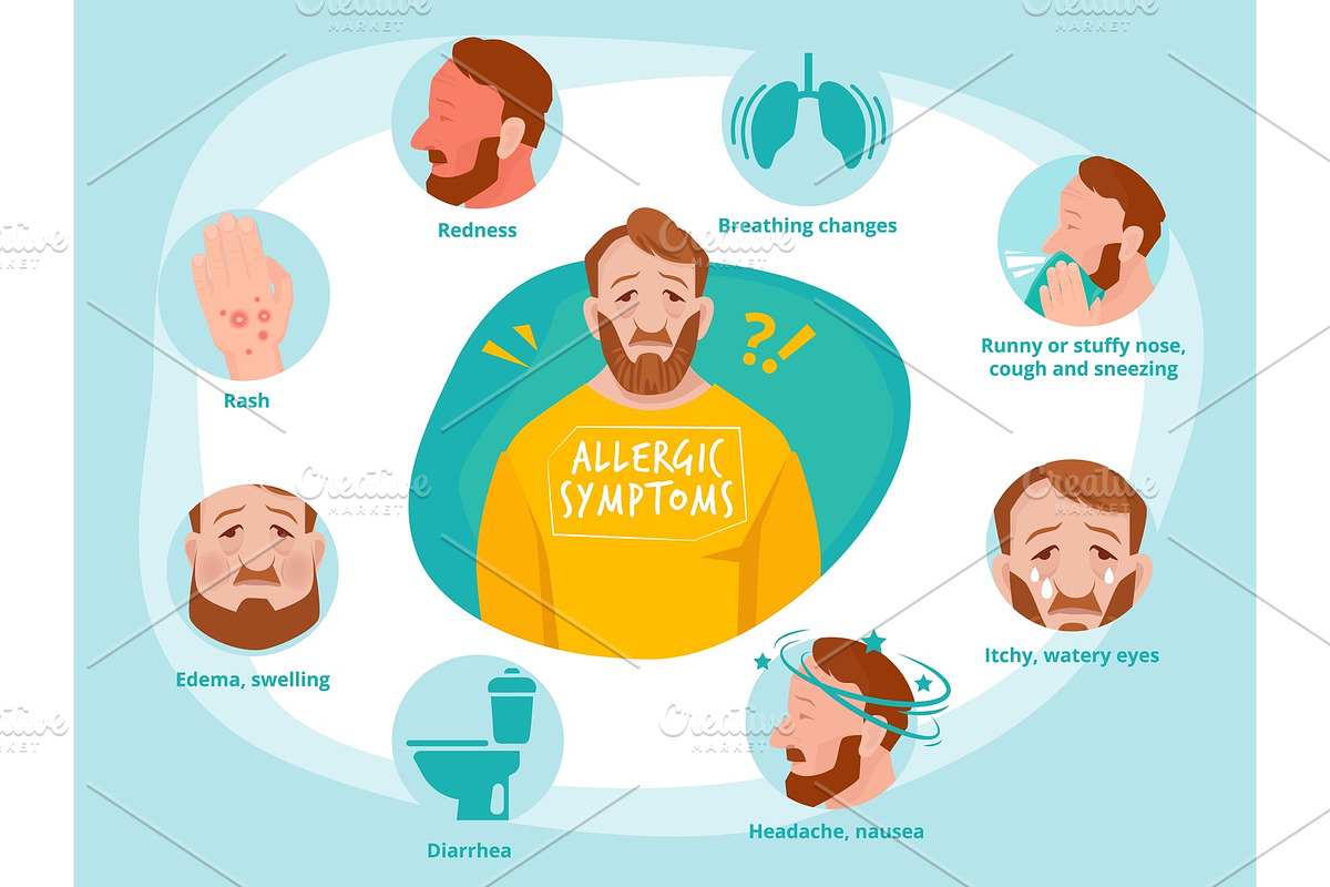 Allergic symptoms. Infected human in Graphics - product preview 8