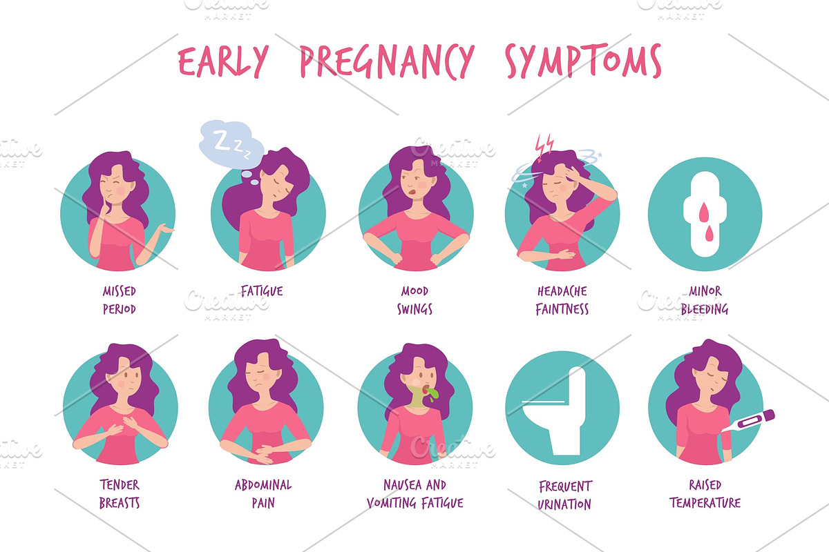 Pregnancy symptoms. Woman morning in Graphics - product preview 8