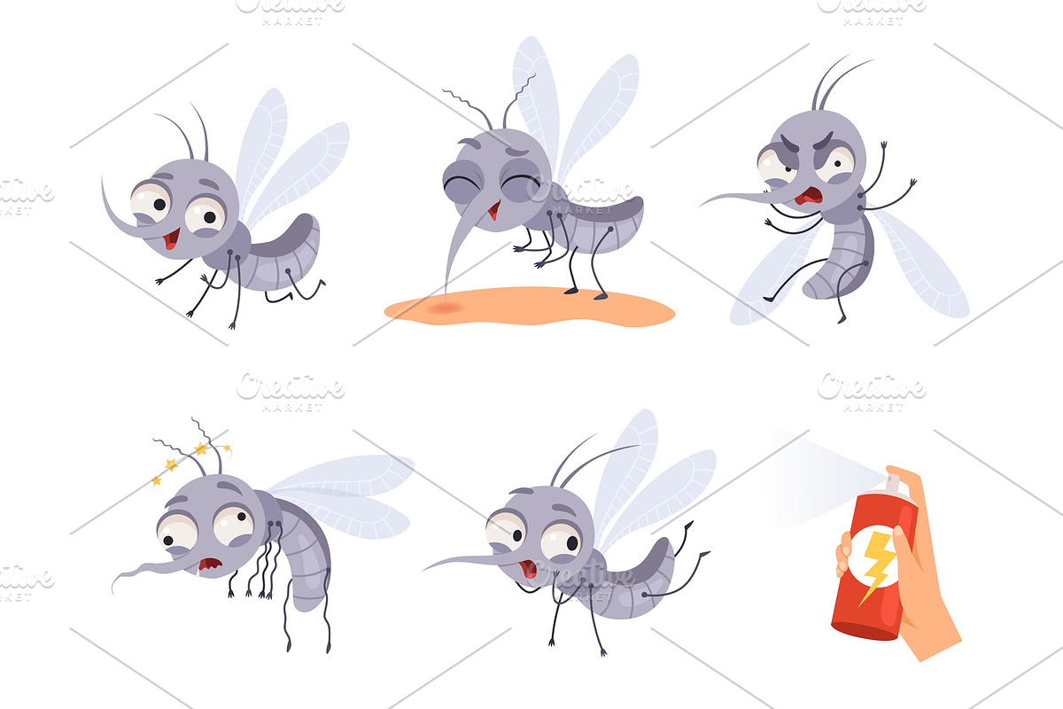 Mosquito cartoon. Warning flying in Graphics - product preview 8