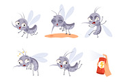 Mosquito cartoon. Warning flying