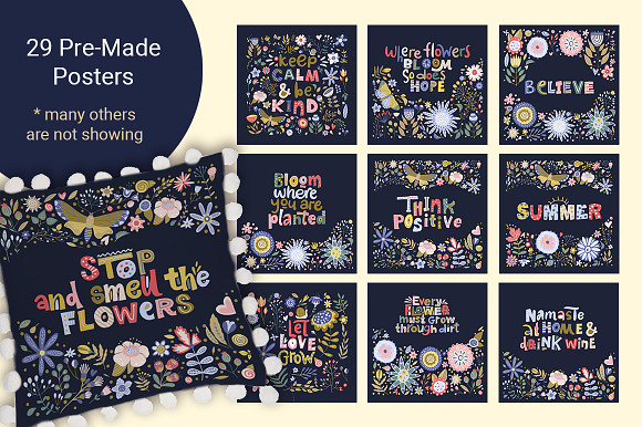 Think Positive. Floral Bundle. in Illustrations - product preview 4