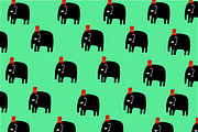 Elephant with red hat pattern