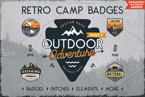 Retro Camp Badges / Outdoor Patches in Logo Templates - product preview 8