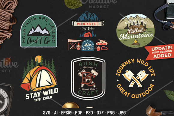 Retro Camp Badges / Outdoor Patches in Logo Templates - product preview 10