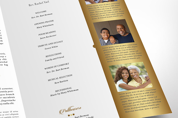 Remember Gold Funeral Program Word in Brochure Templates - product preview 6
