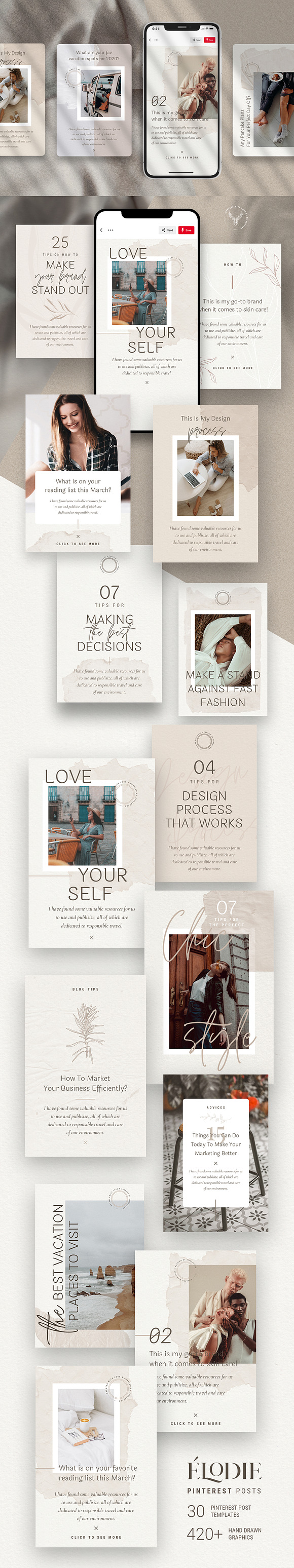 Elodie - Canva Pinterest Templates in Pinterest Templates - product preview 2
