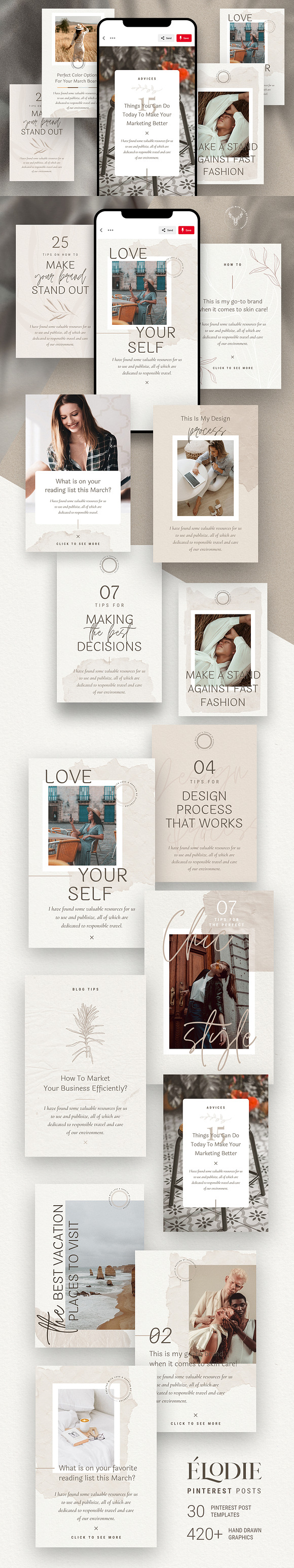 Elodie - Canva Pinterest Templates in Pinterest Templates - product preview 3