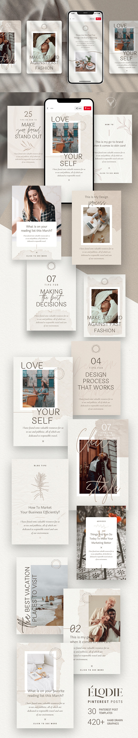 Elodie - Canva Pinterest Templates in Pinterest Templates - product preview 8