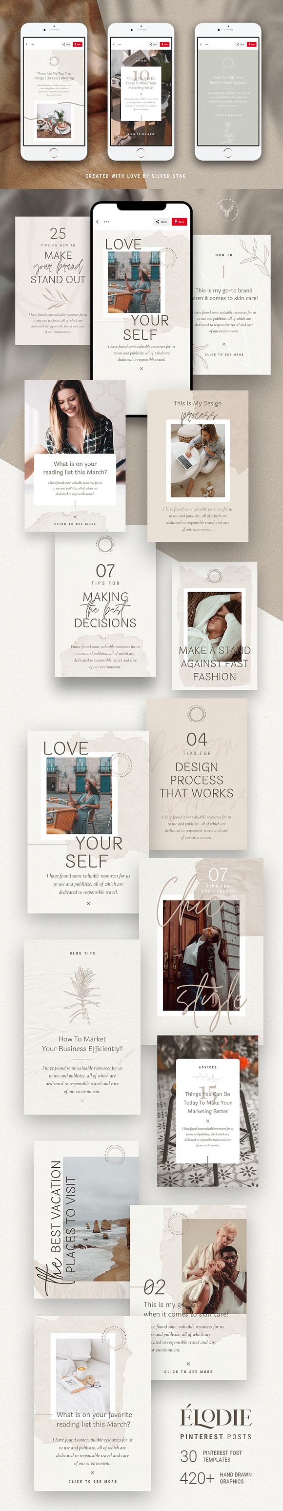 Elodie - Canva Pinterest Templates in Pinterest Templates - product preview 13
