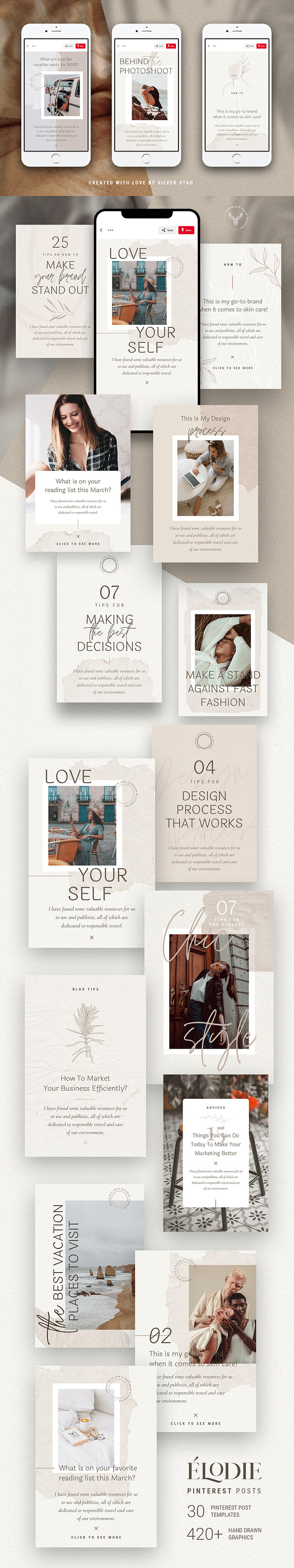 Elodie - Canva Pinterest Templates in Pinterest Templates - product preview 17
