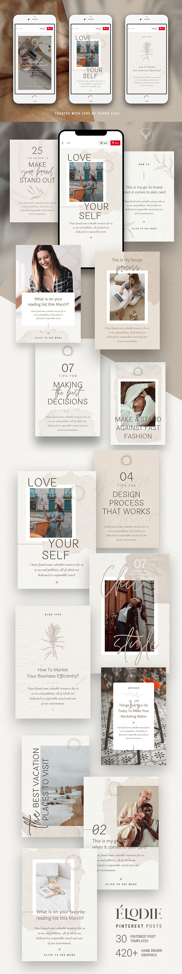 Elodie - Canva Pinterest Templates in Pinterest Templates - product preview 18