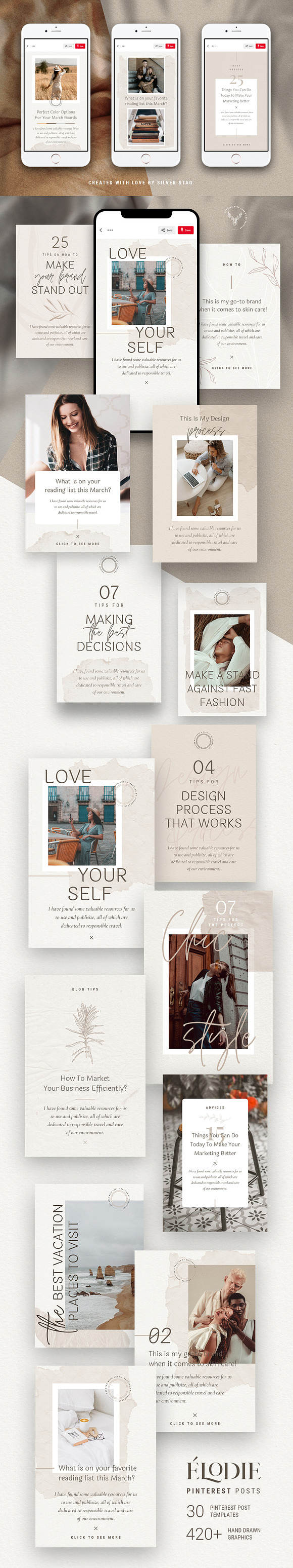 Elodie - Canva Pinterest Templates in Pinterest Templates - product preview 20