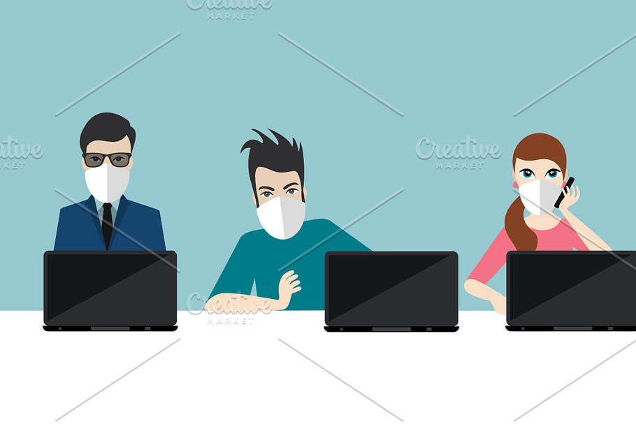 Business people with mask