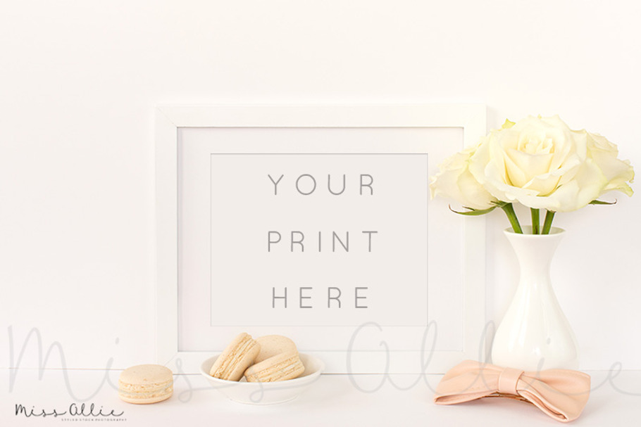 Frame mockup white bow in Product Mockups - product preview 8