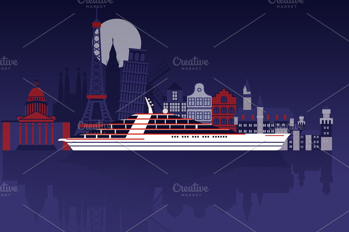 Luxury passenger boat, casino in Illustrations - product preview 8