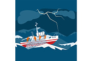 Character fishing boat team, vessel
