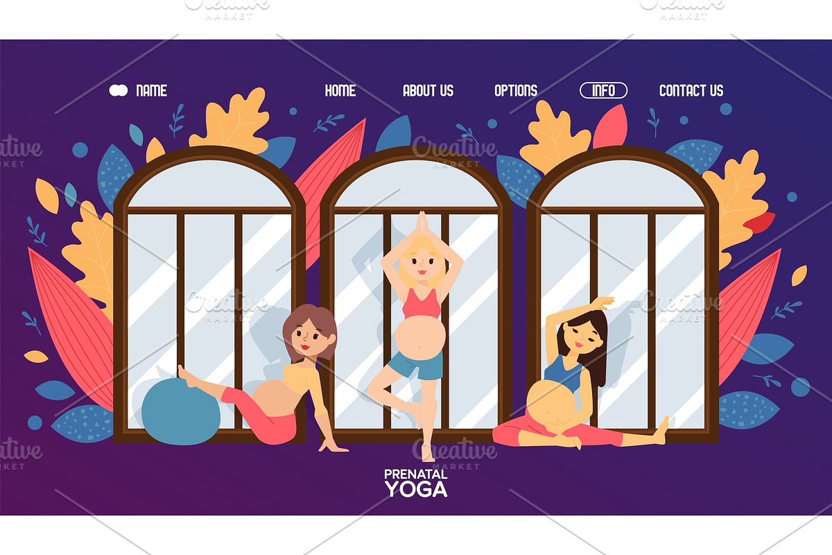 Pregnant women, healthy yoga sport in Illustrations - product preview 8