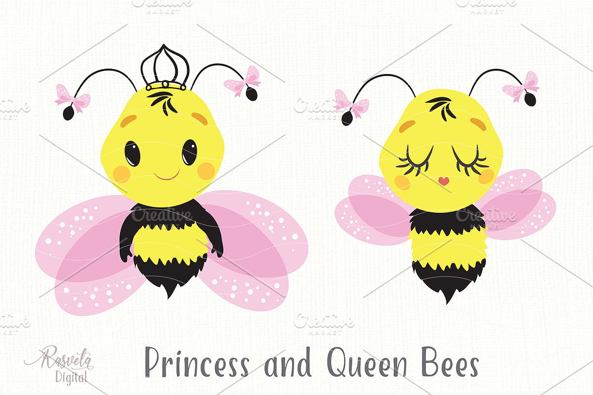 Princess and Queen Bees in Illustrations - product preview 8