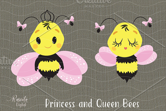 Princess and Queen Bees in Illustrations - product preview 1