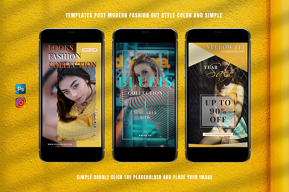 Yellow Girl Stylish Animated Stories in Instagram Templates - product preview 5