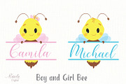 Bee Boy And Girl Monogram Clip-art