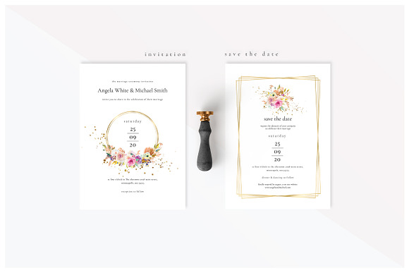 Watercolor Wedding Invitation Suite in Wedding Templates - product preview 1