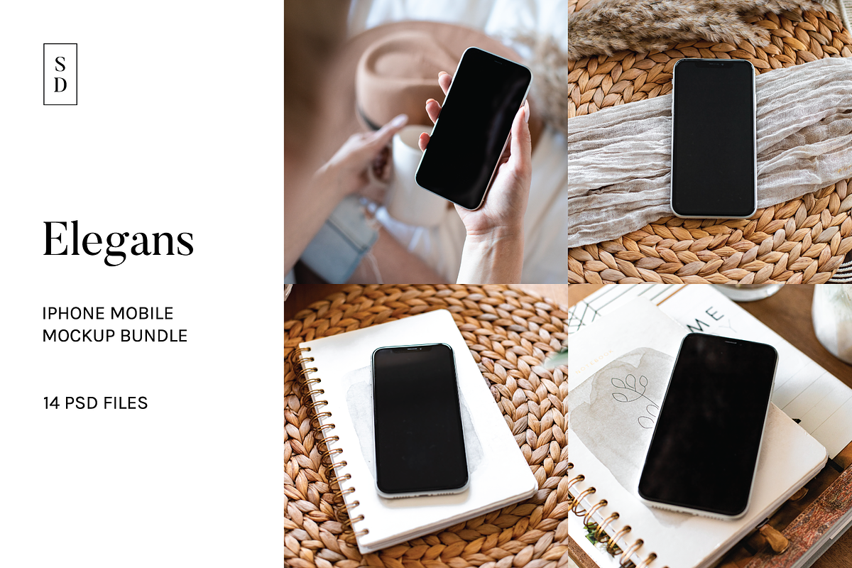 iPhone Mobile Device Mockup Bundle in Branding Mockups - product preview 8