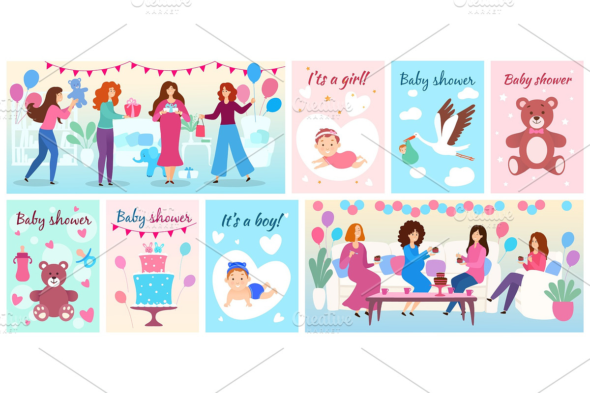 Baby shower celebration, vector in Textures - product preview 8