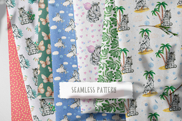 Cute Zebras Watercolor Jungle in Illustrations - product preview 12