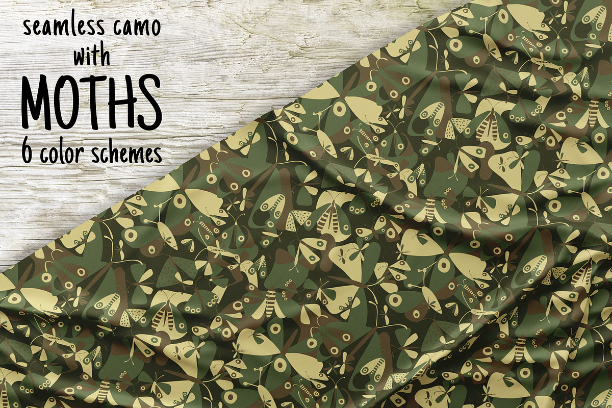 Seamless camouflage with moths in Patterns - product preview 8