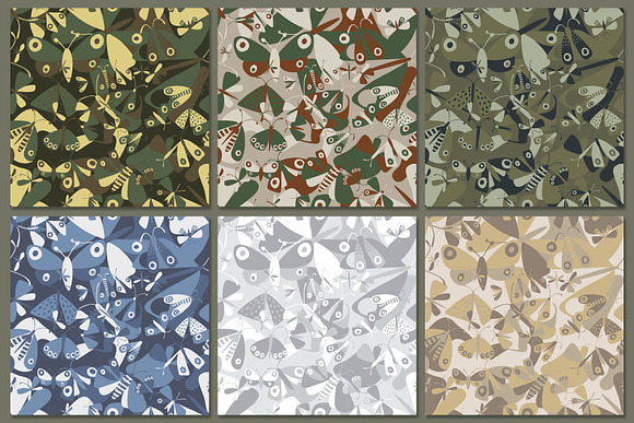 Seamless camouflage with moths in Patterns - product preview 1