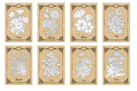 Big set of vector hand drawn flowers in Objects - product preview 5