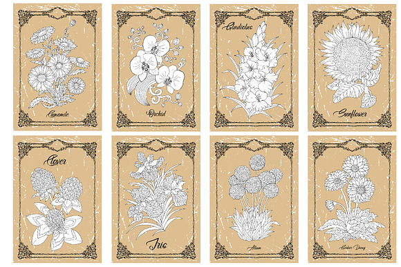 Big set of vector hand drawn flowers in Objects - product preview 6