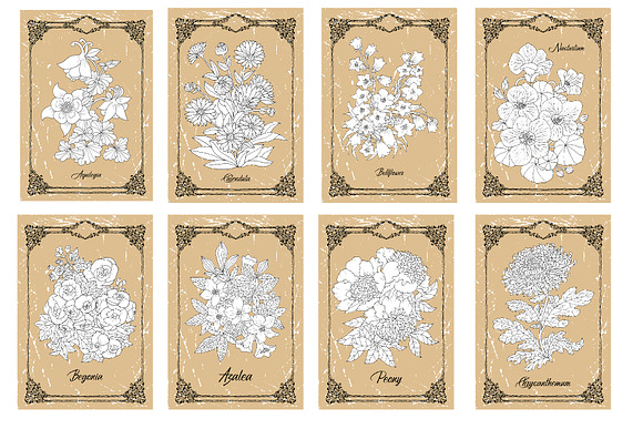 Big set of vector hand drawn flowers in Objects - product preview 8