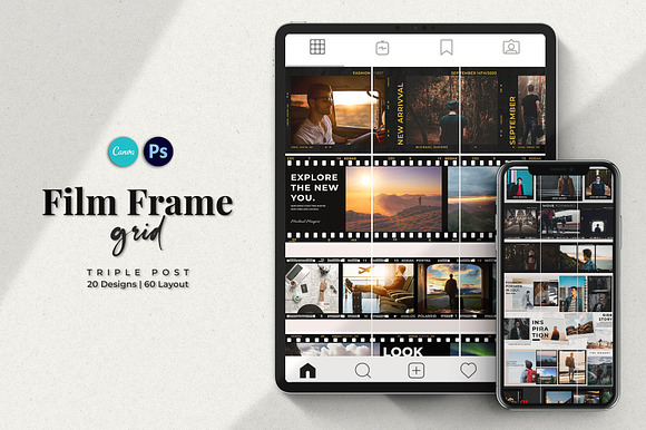 Film Frame Insta Grid (TriplePost) in Instagram Templates - product preview 10