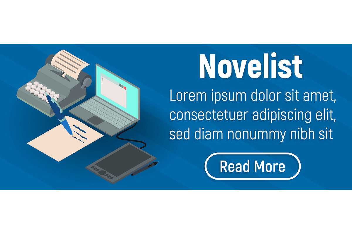 Novelist concept banner in Illustrations - product preview 8
