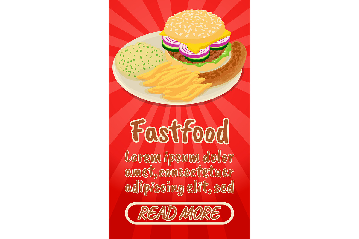 Fastfood concept banner in Illustrations - product preview 8