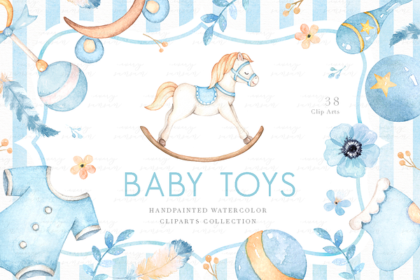 Baby Toys Watercolor Clip Arts