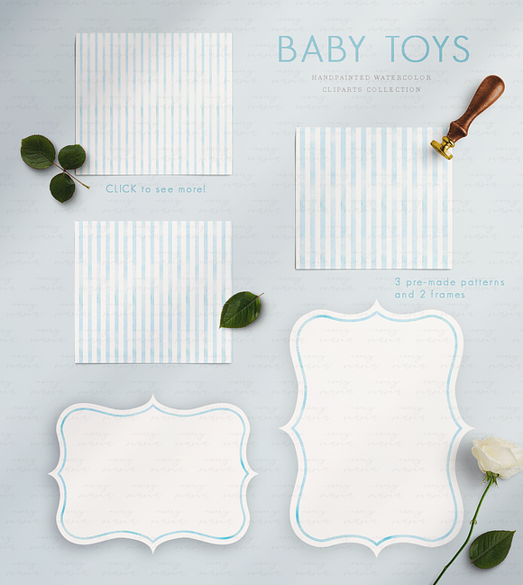 Baby Toys Watercolor Clip Arts in Illustrations - product preview 3