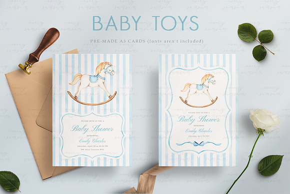 Baby Toys Watercolor Clip Arts in Illustrations - product preview 4