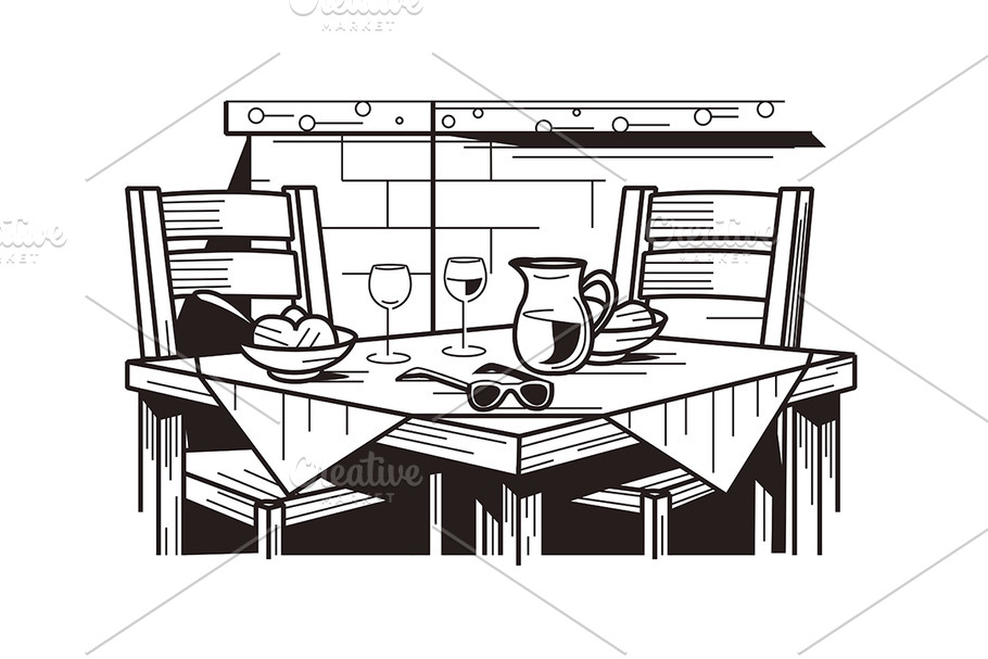 Served table in restaurant in Illustrations - product preview 8