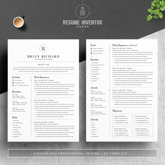 Clean Word Resume / CV Template in Letter Templates - product preview 1