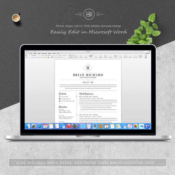 Clean Word Resume / CV Template in Letter Templates - product preview 4
