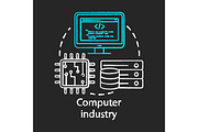 Computer industry chalk concept icon