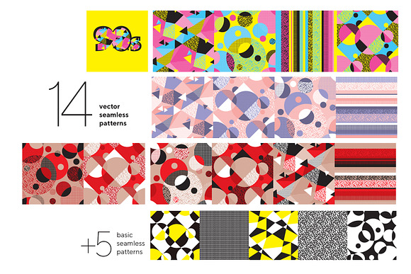 90s vibes geometry patterns set in Patterns - product preview 4