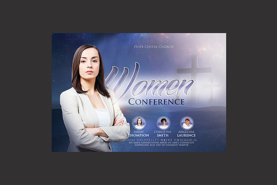 Women Conference Church Flyer in Flyer Templates - product preview 8