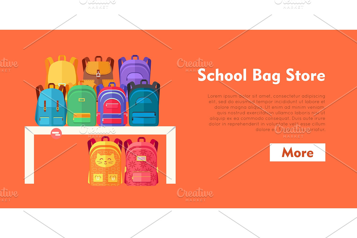 School Bag Store. Backpacks on in Illustrations - product preview 8
