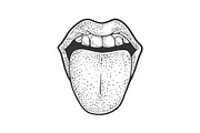 tongue sticking out sketch vector
